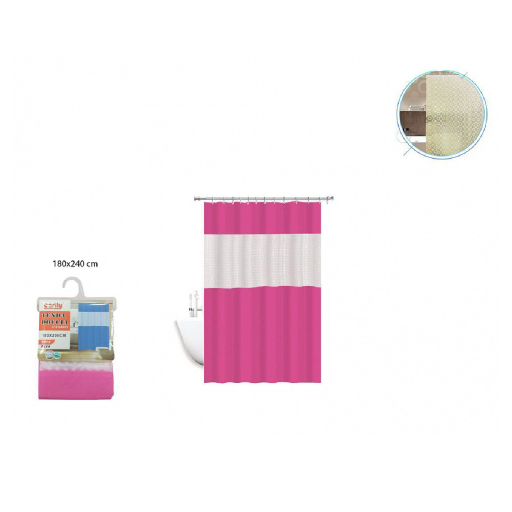 foto del prodotto trade shop tenda doccia vasca impermeabil antimuffa eva rosa fuxia giuntura 180x240cm 52135 