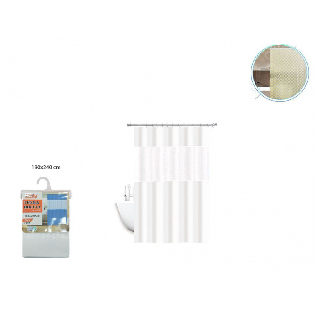 foto del prodotto trade shop tenda doccia vasca impermeabile antimuffa in eva bianco giuntura 180x240cm 52135 
