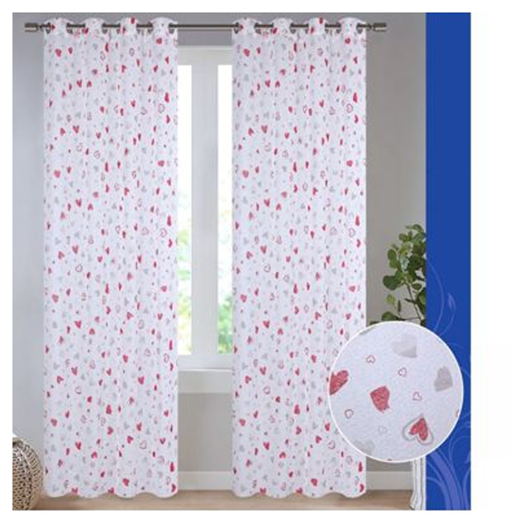 foto del prodotto trade shop tenda dorotea cuori pannello singolo 8 borchie porta finestra bastone 140x280 cm 