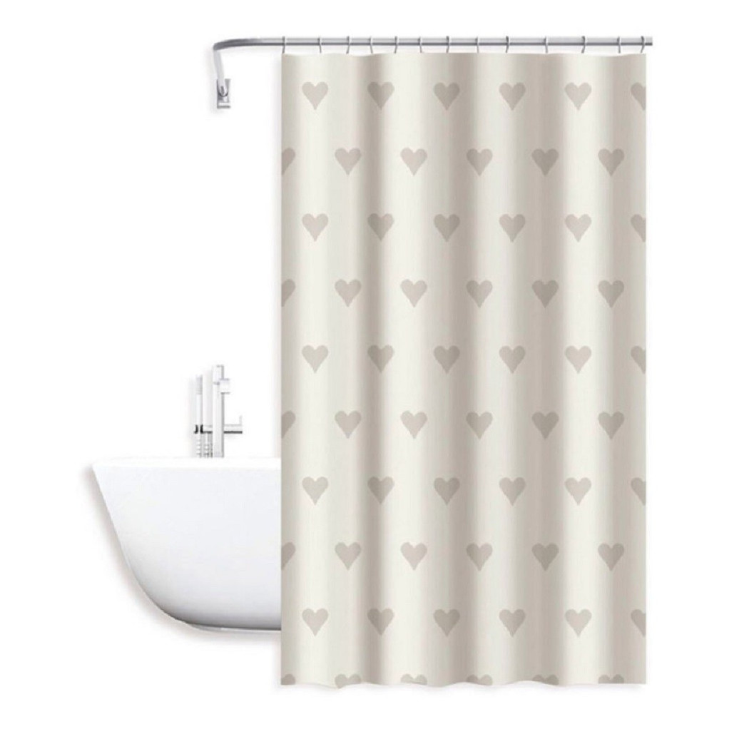 foto del prodotto trade shop tenda moderna doccia vasca bagno impermeabile pvc 12 ganci cuori 200x240cm 79229 