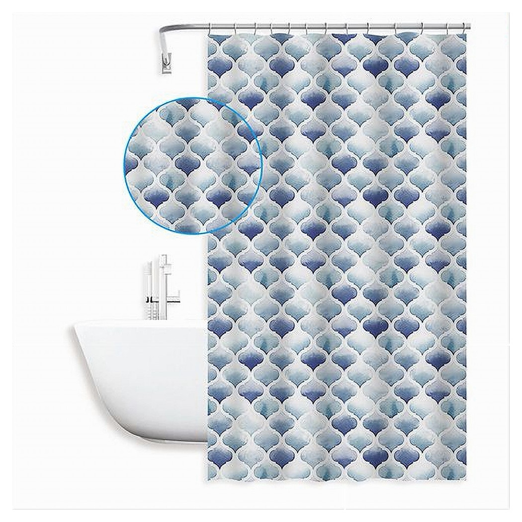 foto del prodotto trade shop tenda per doccia bagno motivo marocchino quadrifoglio 240 x 200cm 12 ganci 87598 