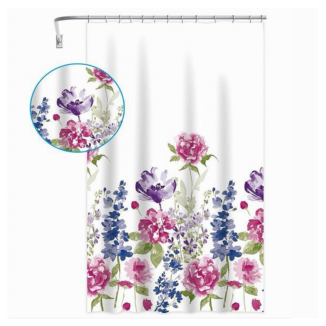 foto del prodotto trade shop tenda per doccia bagno stampa garden fiori floreale 240x200cm con 12 ganci 87570 