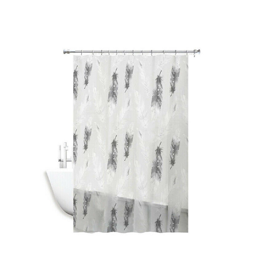 foto del prodotto trade shop tenda per doccia impermeabile tessuto pvc 12 ganci in plastica piume 180x200cm 