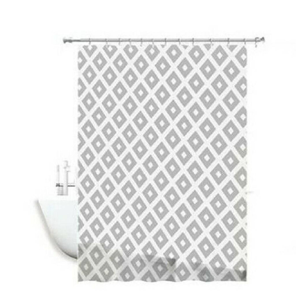 foto del prodotto trade shop tenda per doccia impermeabile tessuto pvc 12 ganci in plastica rombi 180x200cm 