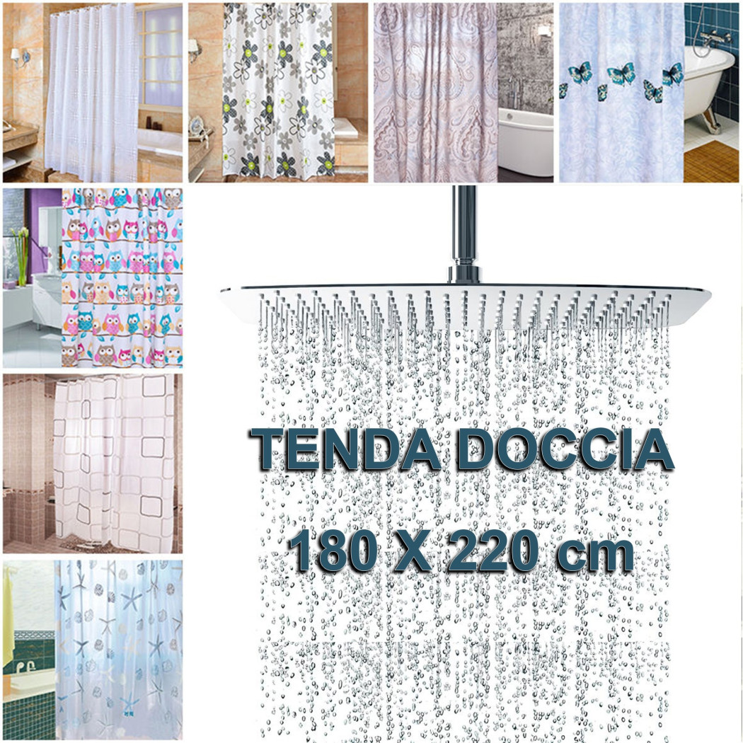 foto del prodotto trade shop tenda per doccia varie fantasie per vasca da bagno tendina con ganci 180x220 cm 