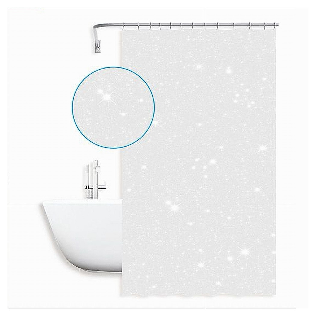 foto del prodotto trade shop tenda per doccia vasca da bagno galassia bianca 240x200 cm con 12 anelli 87586 
