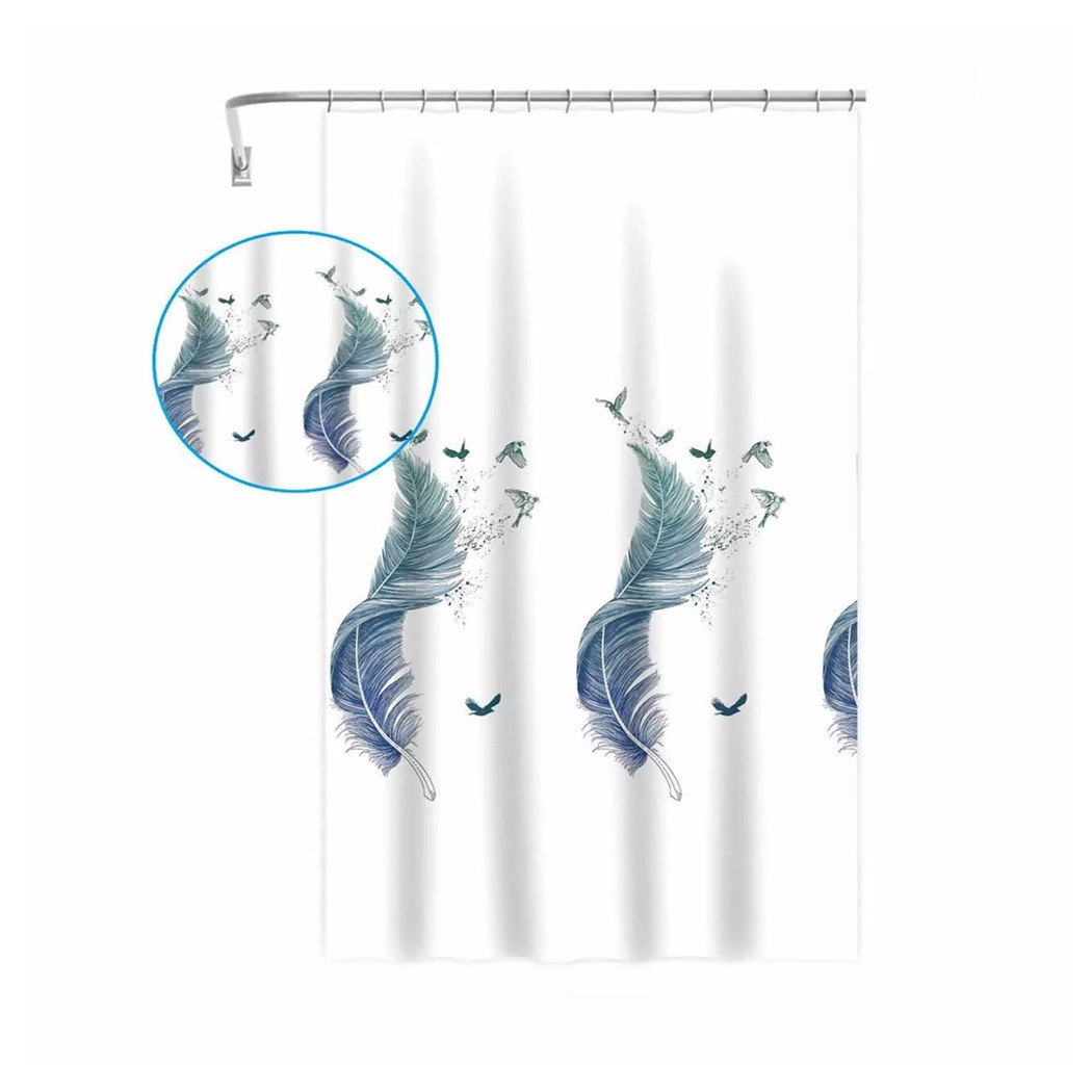 foto del prodotto trade shop tenda per doccia vasca da bagno peva 12 ganci decorata con piume 180x200cm 87571 