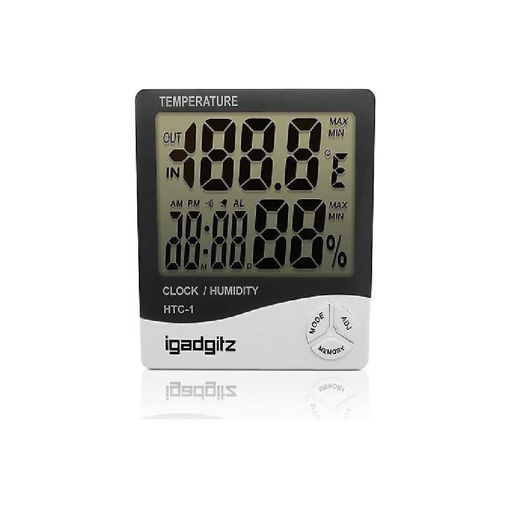 foto del prodotto trade shop termometro igrometro htc1 da interno digitale temperatura umidita 39 ora data casa 