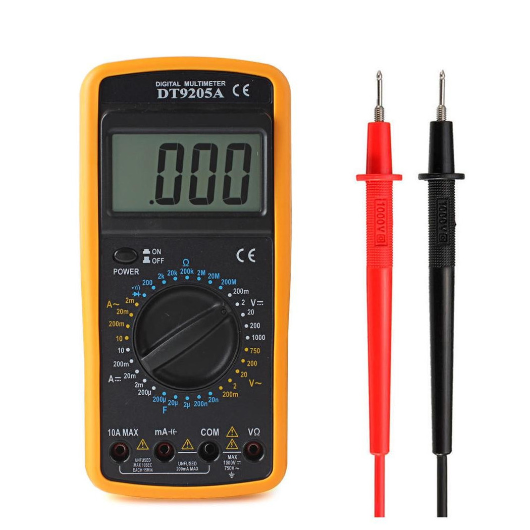 foto del prodotto trade shop tester multimeter multimetro digitale pro tester professionale con cavi dt9205a 
