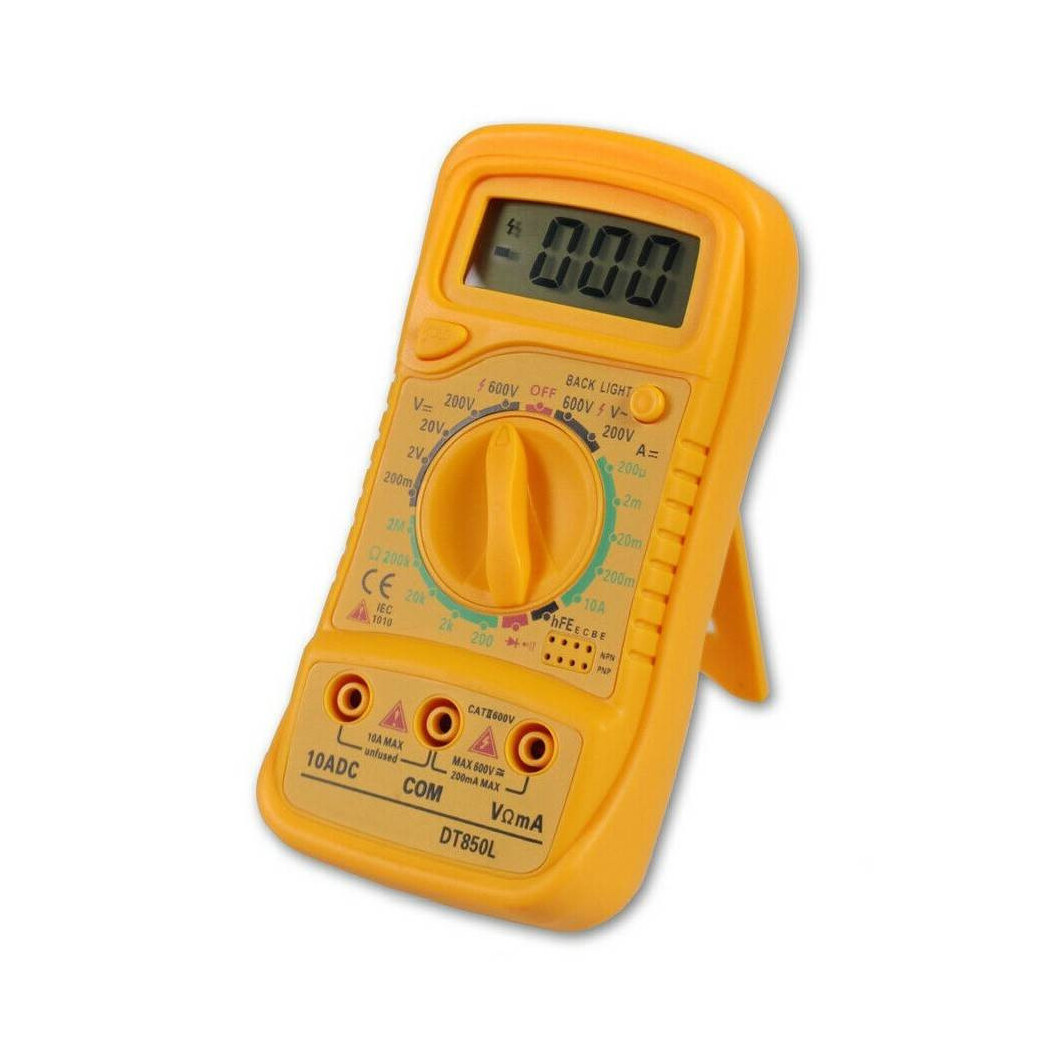foto del prodotto trade shop tester multimetro digitale con puntali e cavi misuratore di tensione dt850l 