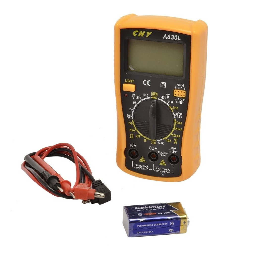 foto del prodotto trade shop tester multimetro digitale lcd con puntali professionale ampere a830l 