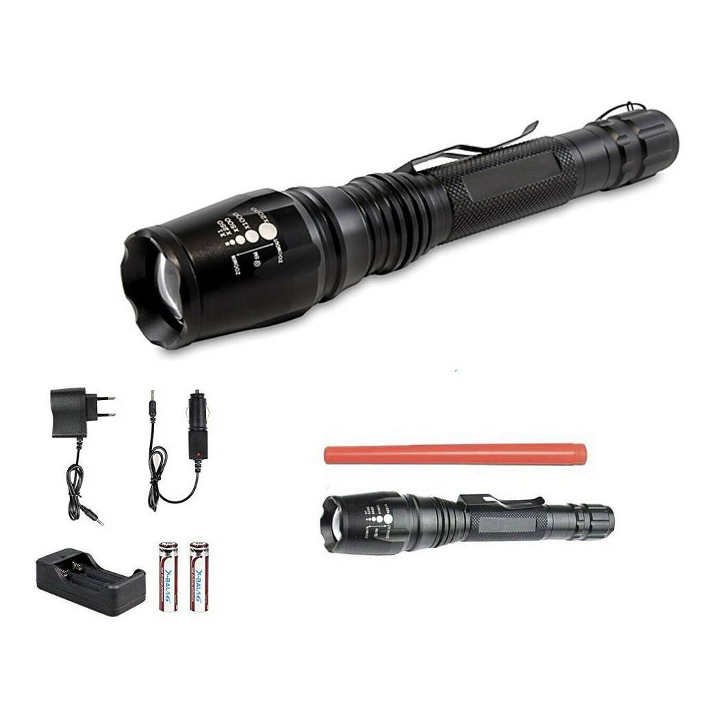 foto del prodotto trade shop torcia 100000 lumen tattica militare sos led t6 ricaricabile zoom 8668 t6 
