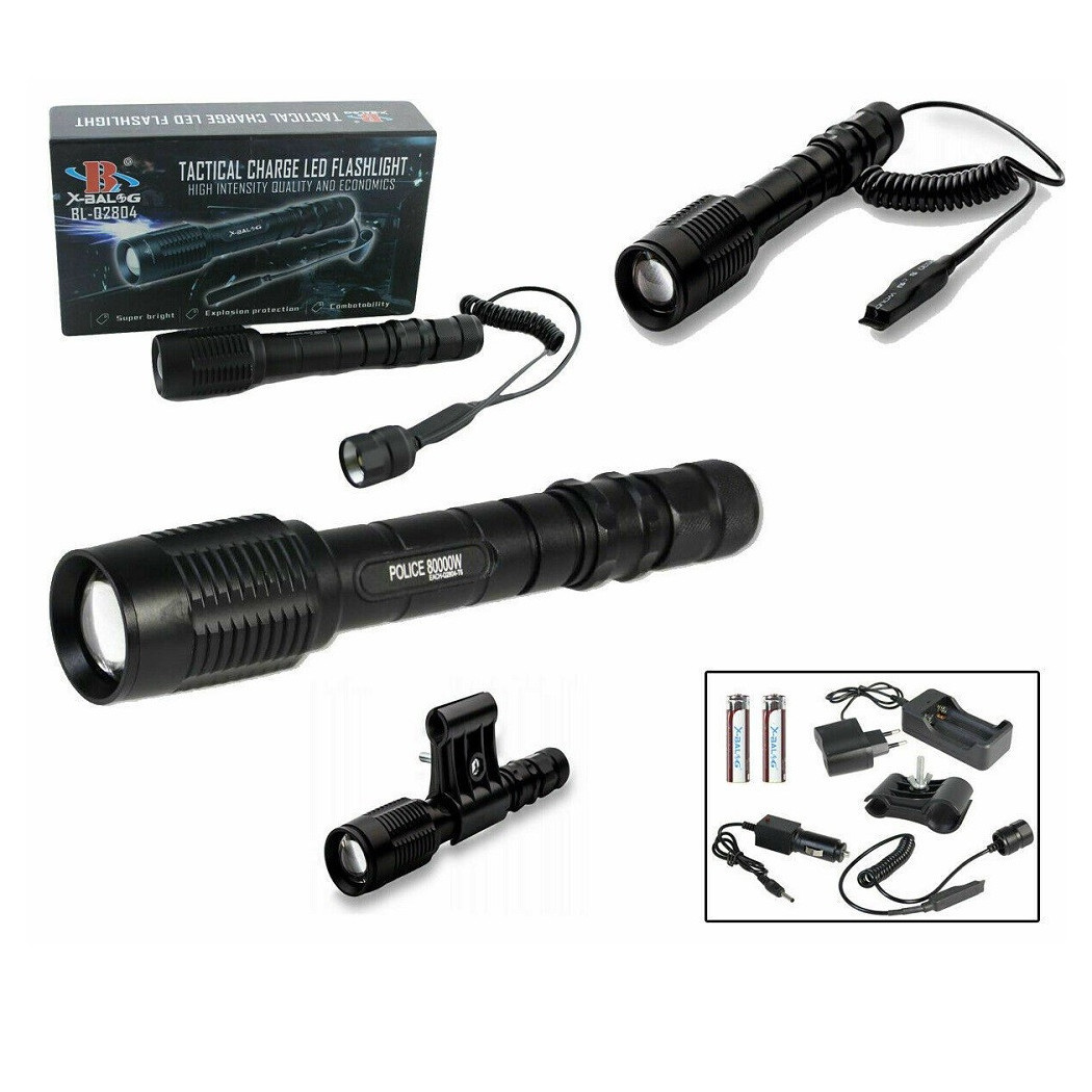 foto del prodotto trade shop torcia 50000 lumen tattica militare per fucile led t6 ricaricabile zoom bl q2804 