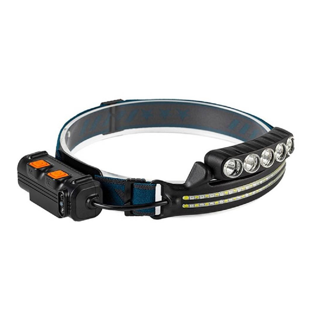 foto del prodotto trade shop torcia da testa frontale sensore movimento 68 led luce bianca rossa blu 