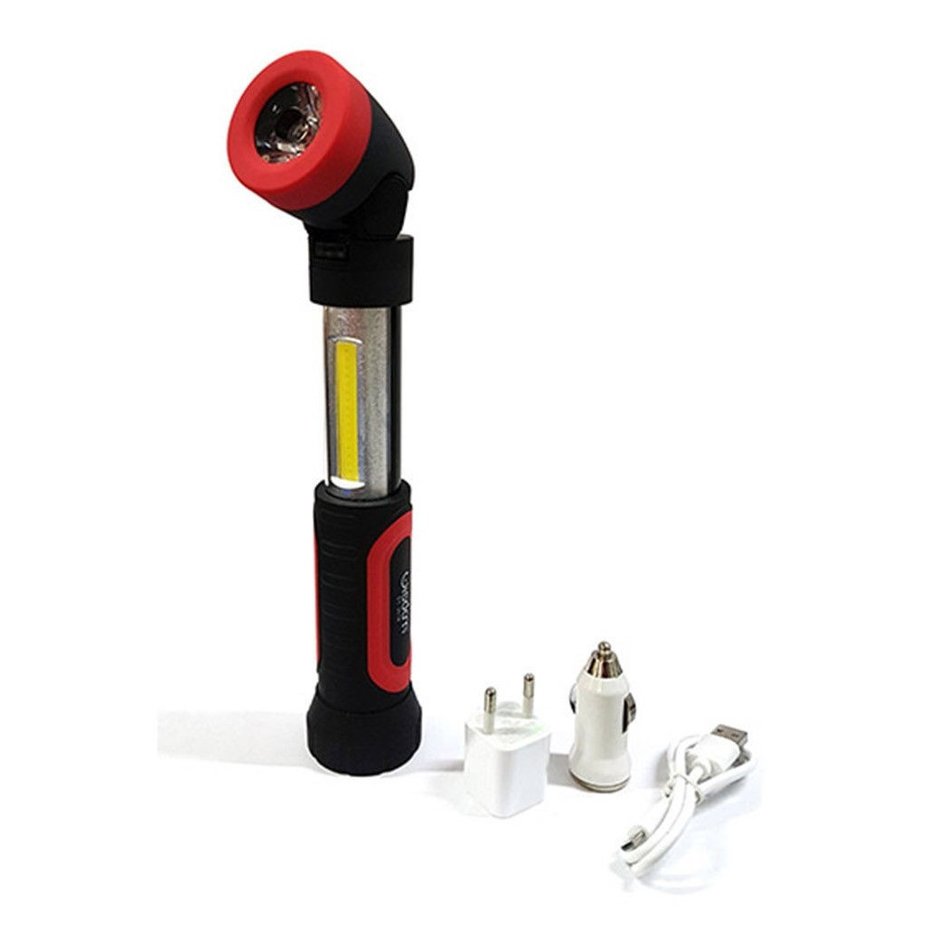 foto del prodotto trade shop torcia doppia luce led con base magnetica da lavoro ricaricabile usb dt 2018 