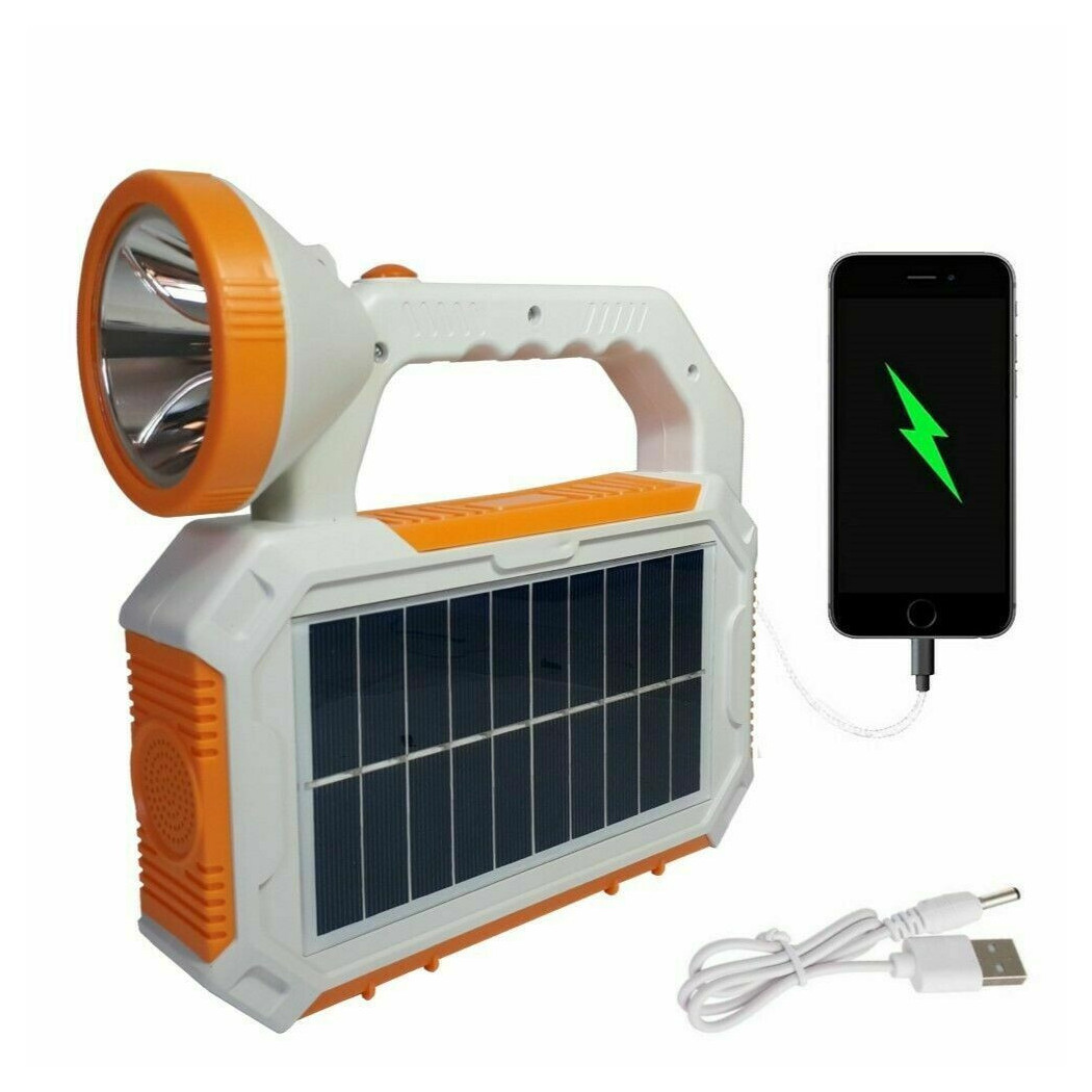 foto del prodotto trade shop torcia lampada pannello solare portatile ricaricabile led 40 1led sos usb jfs 101 