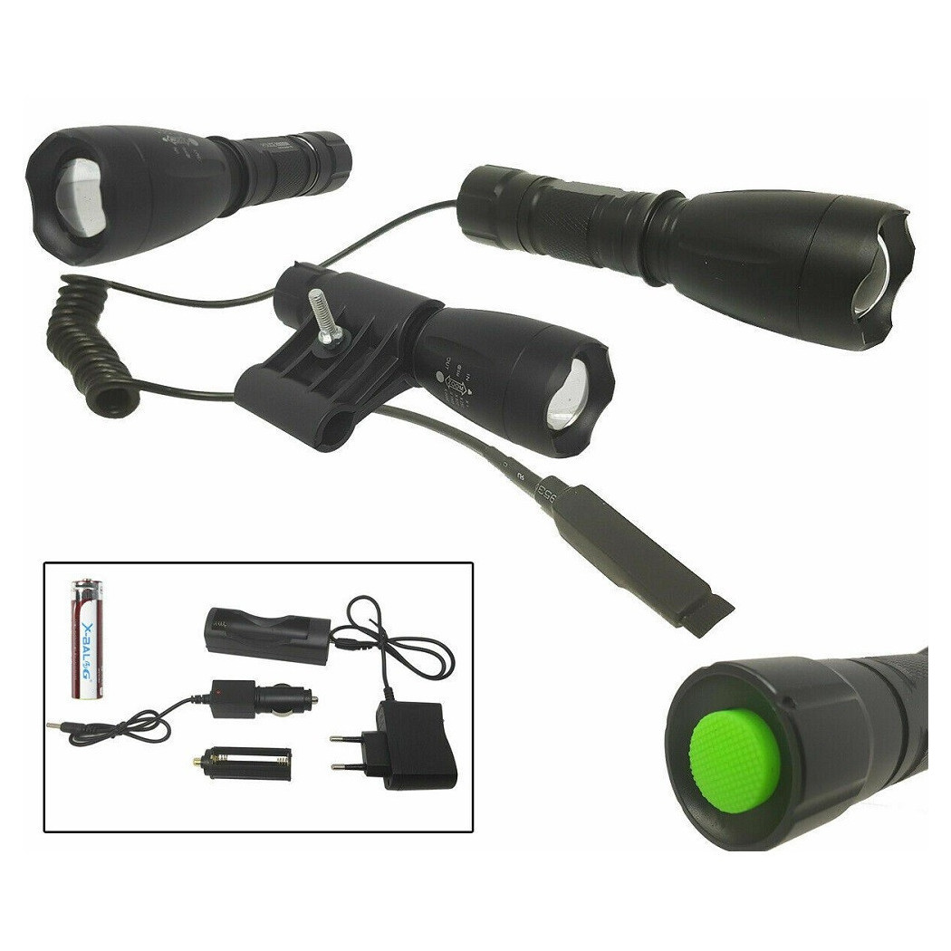 foto del prodotto trade shop torcia led a batteria ricaricabile con slitta per softair controllo remoto q1891 