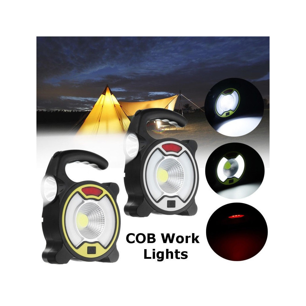 foto del prodotto trade shop torcia led cob emergenza luce faro da lavoro ricaricabile con pannello solare 