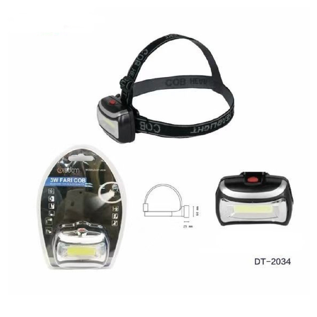 foto del prodotto trade shop torcia led frontale testa 3w led fari cob escursioni pesca luce regolabile dt 2034 