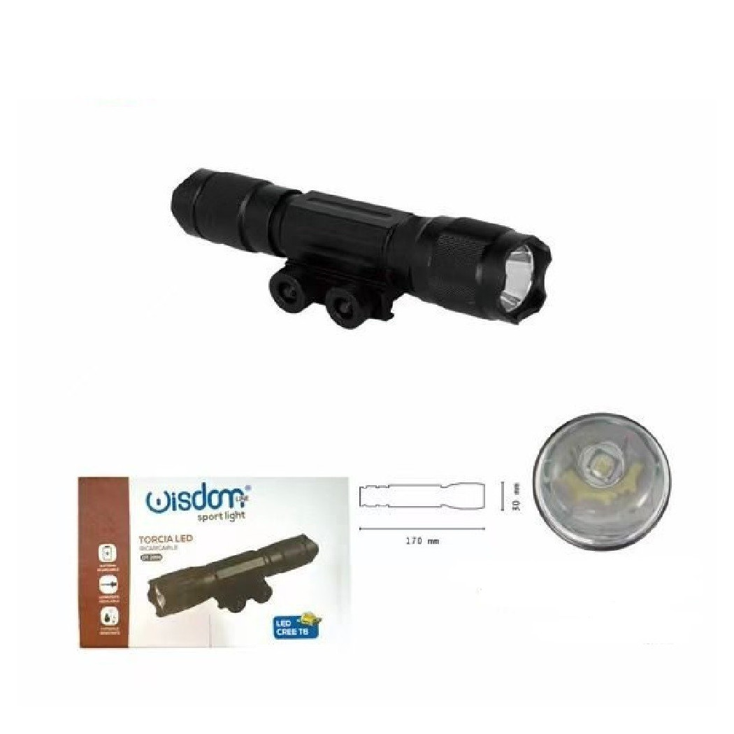 foto del prodotto trade shop torcia led ricaricabile cree t6 regolabile militare con mirino per fucile dt2006 