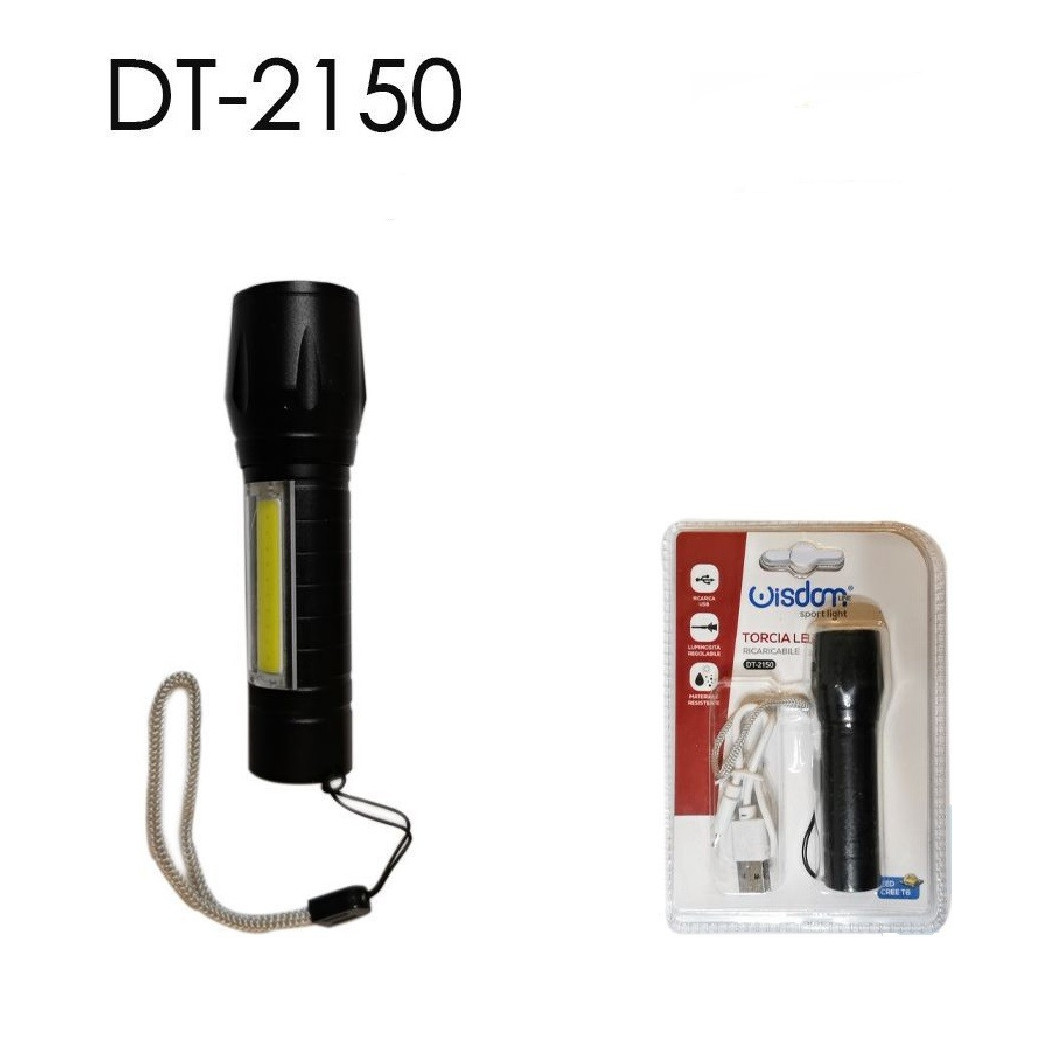 foto del prodotto trade shop torcia led ricaricabile usb cree t6 luce regolabile campeggio escursioni dt 2150 