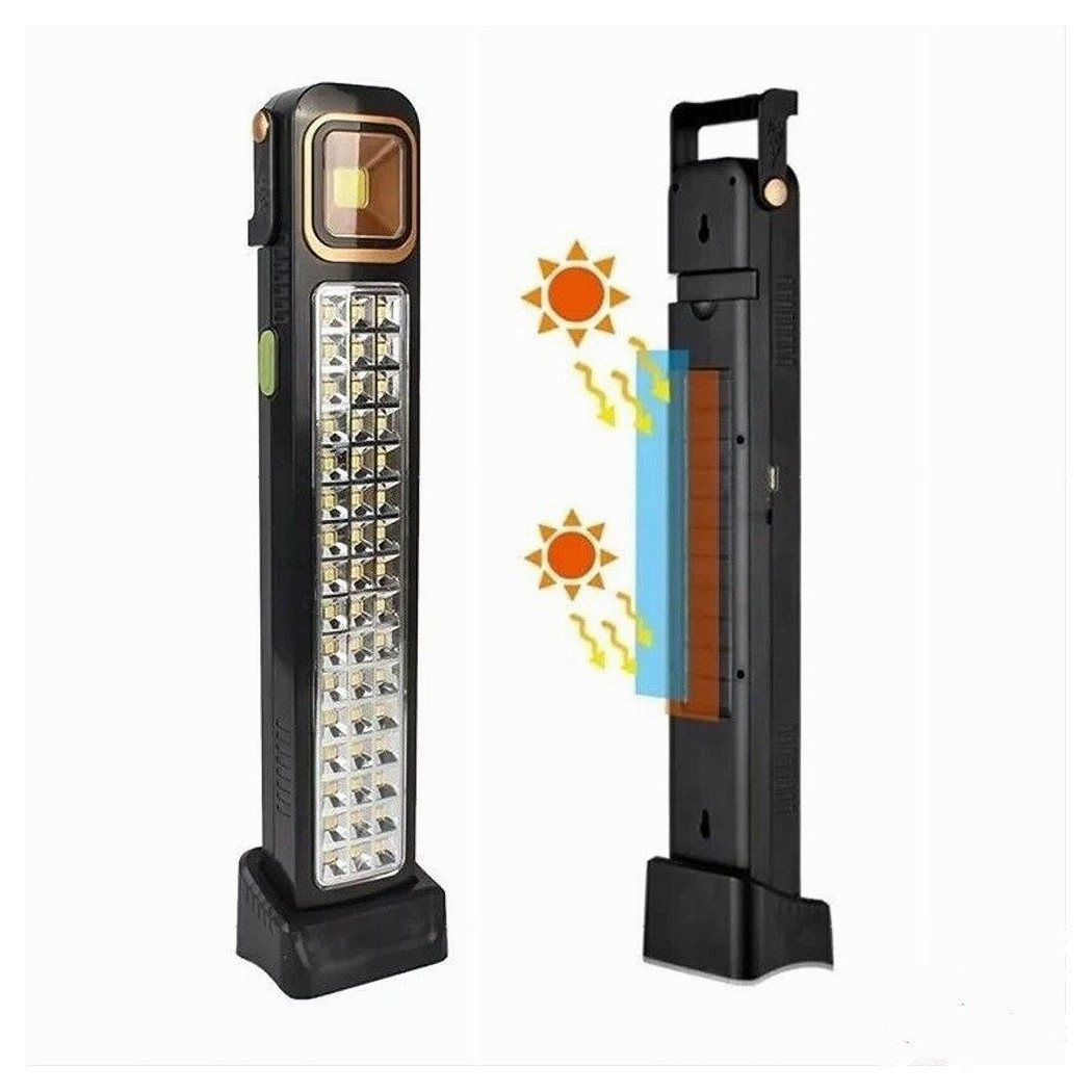 foto del prodotto trade shop torcia portatile lampada di emergenza ricaricabile usb solare 45led luce bianca 