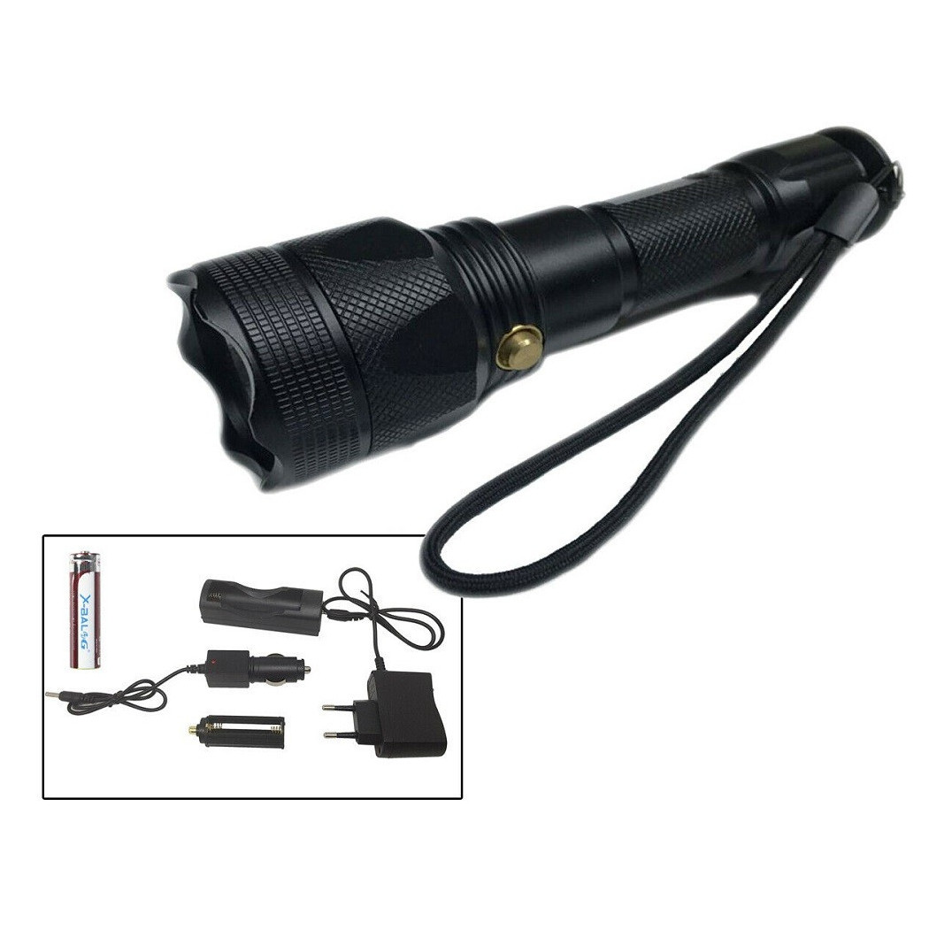 foto del prodotto trade shop torcia subacquea a led ricaricabile in alluminio con batteria da 8800 mah 