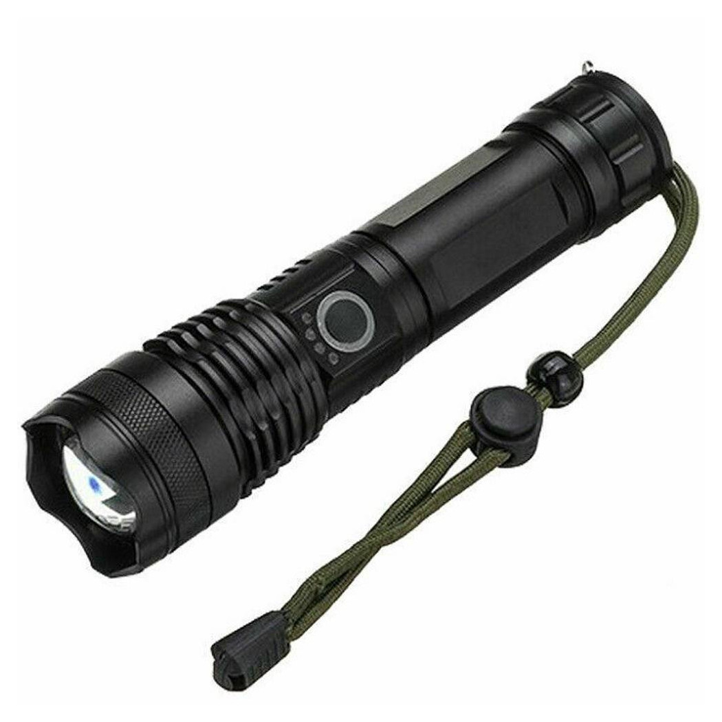 foto del prodotto trade shop torcia tattica militare led cree t6 ricaricabile zoom doppia batteria a90 p50 