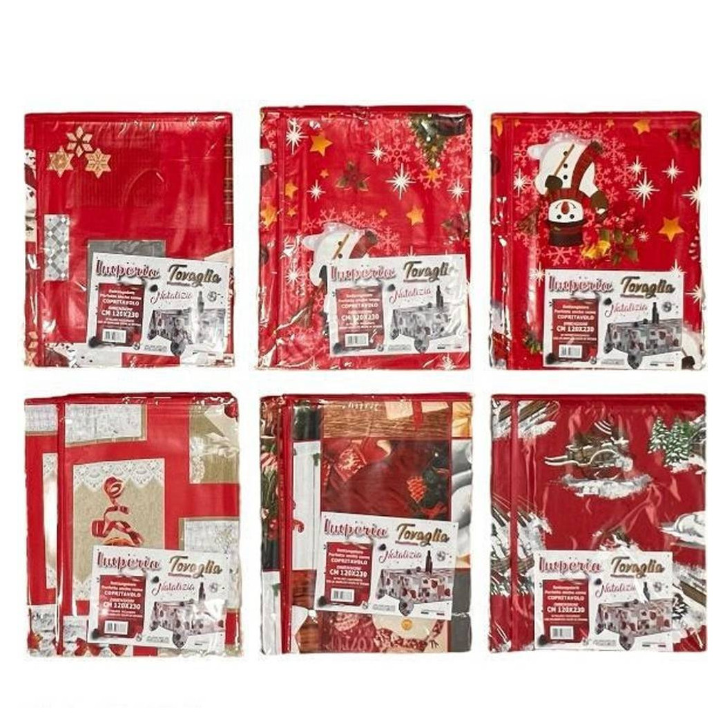 foto del prodotto trade shop tovaglia copritavolo natale plastificata antimacchia varie fantasie mis. 120x190 