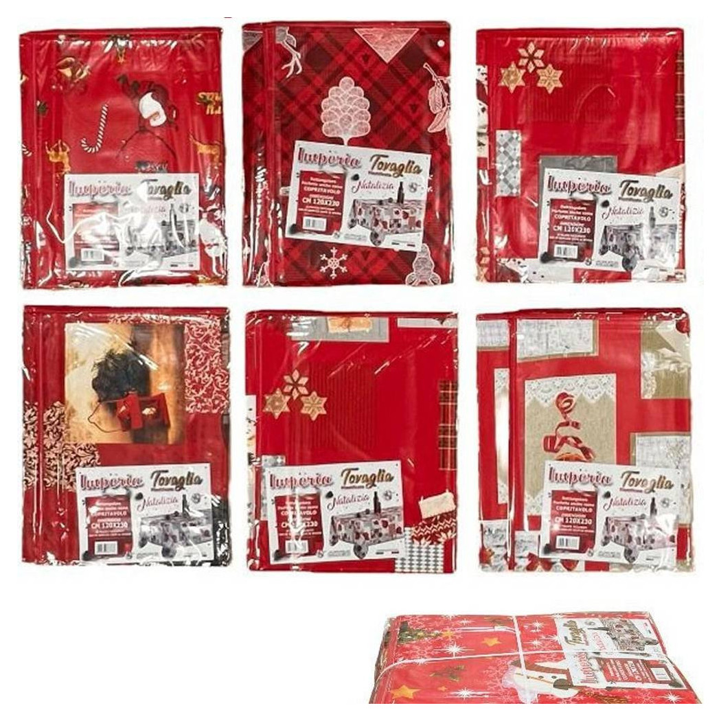 foto del prodotto trade shop tovaglia copritavolo natale plastificata antimacchia varie fantasie mis. 120x230 