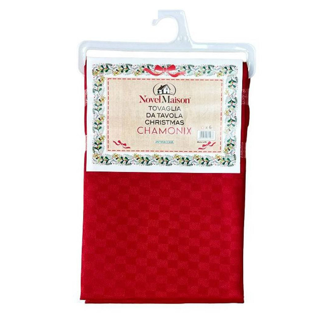 foto del prodotto trade shop tovaglia natalizia antimacchia impermeabile christmas tessuto rosso 6 posti 