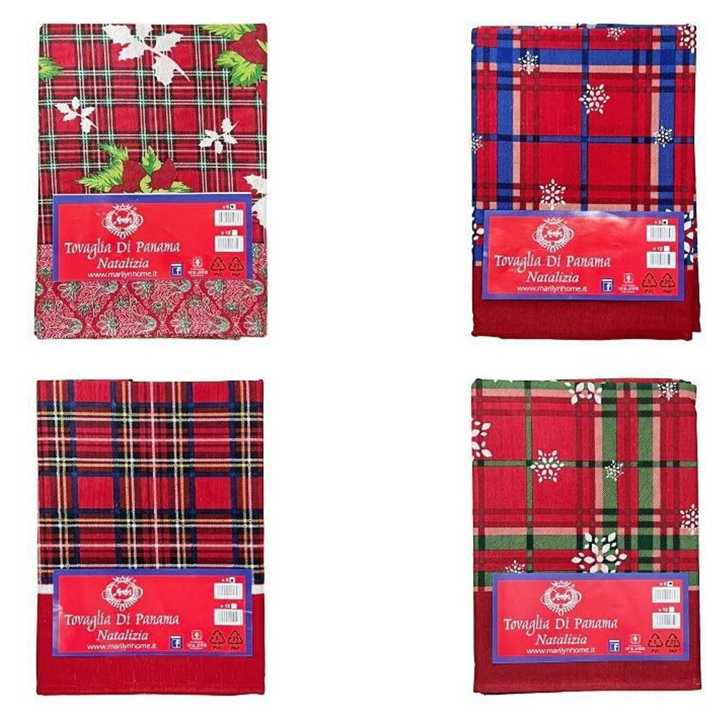 foto del prodotto trade shop tovaglia natalizia panama tessuto resistente tema natale varie fantasie 6 posti 