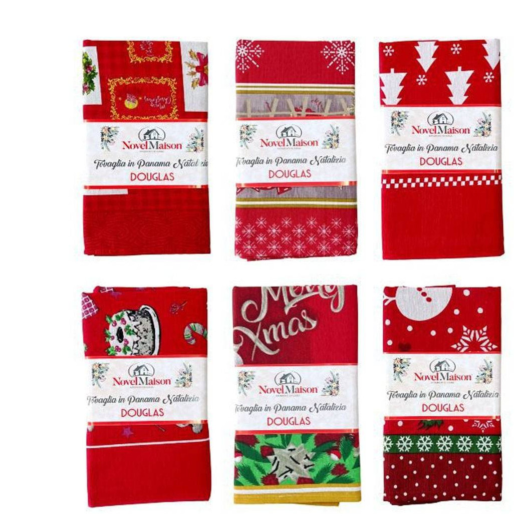 foto del prodotto trade shop tovaglia natalizia tessuto panama resistente tema natale varie fantasie 12 posti 