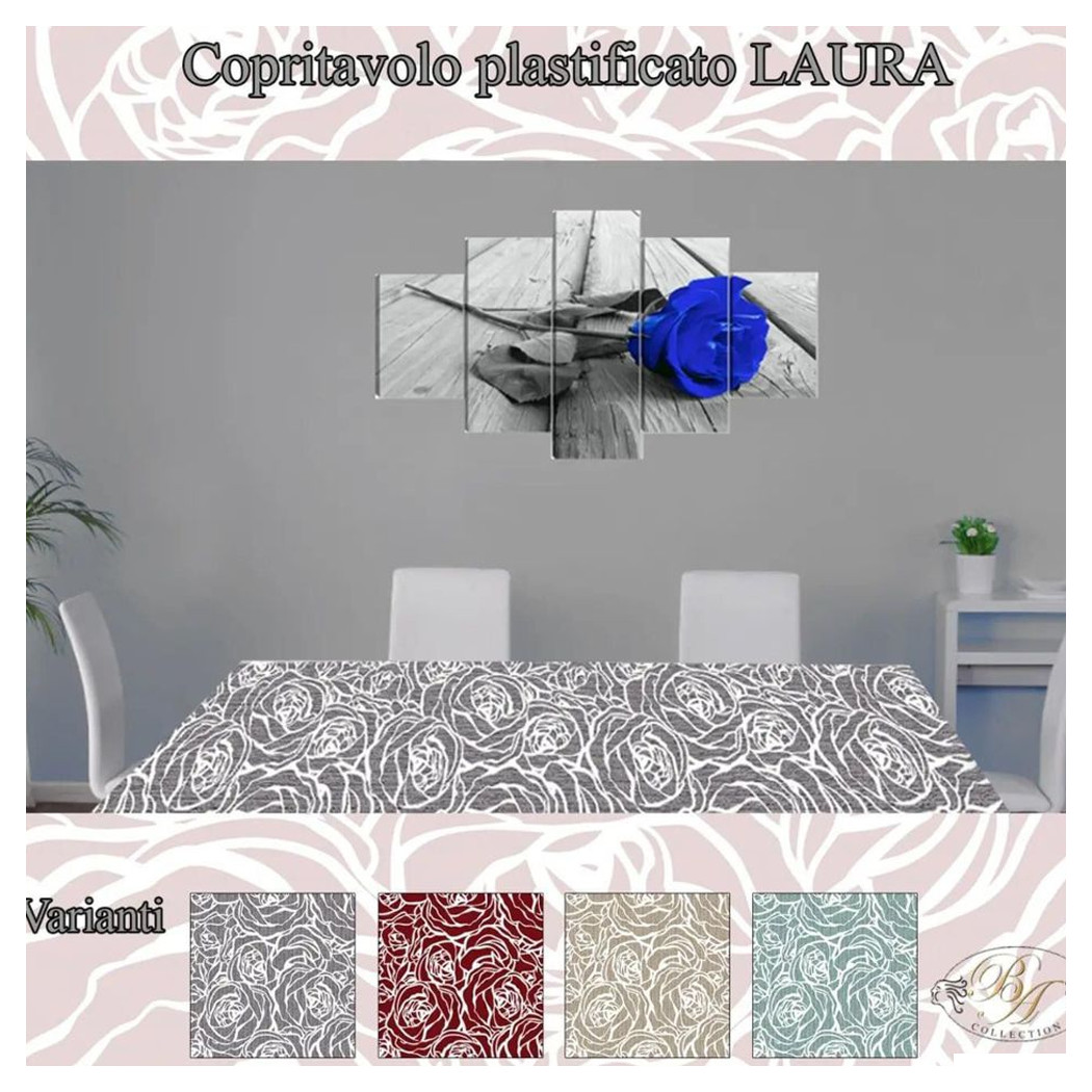 foto del prodotto trade shop tovaglia plastificata copritavolo antimacchia rettangolare laura mis. 6 posti 