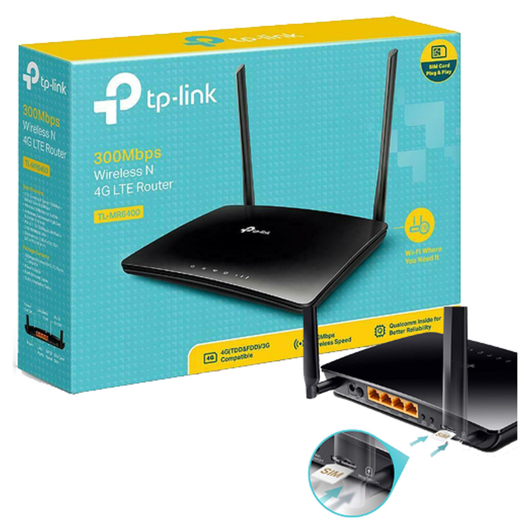 foto del prodotto trade shop tp link tl mr6400 router wireless 4g lte wi fi n300 con sim scheda dati modem 