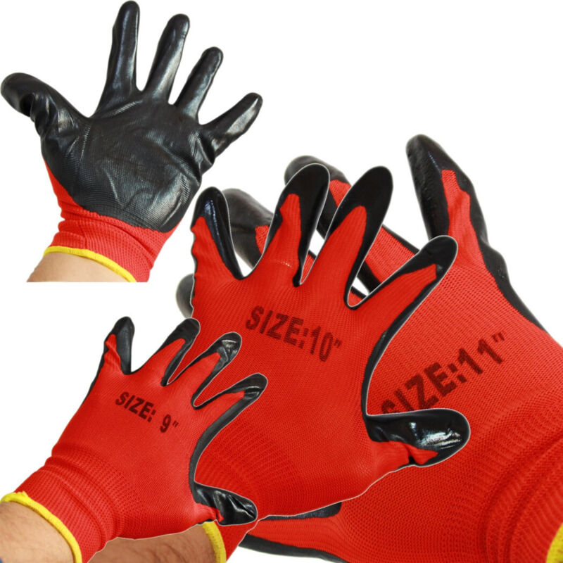 foto del prodotto trade shop traesio 12 paia di guanti da lavoro spalmati nylon nitrile disponibili in 9 10 11 10 