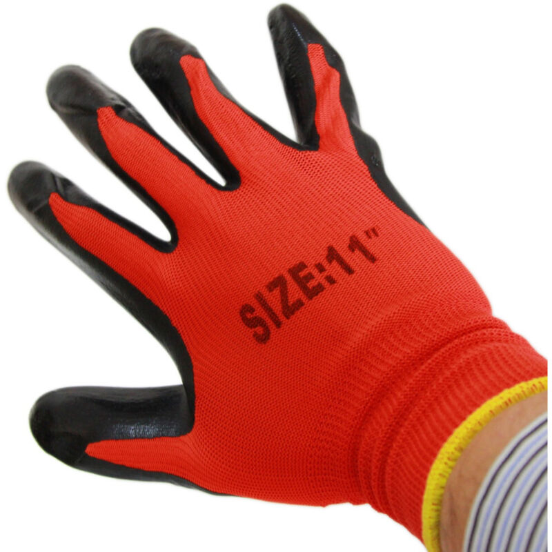 foto del prodotto trade shop traesio - 12 paia di guanti da lavoro spalmati nylon nitrile disponibili in 9''10''11'' - 11'