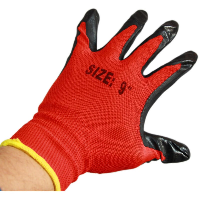foto del prodotto trade shop traesio 12 paia di guanti da lavoro spalmati nylon nitrile disponibili in 9 10 11 9 