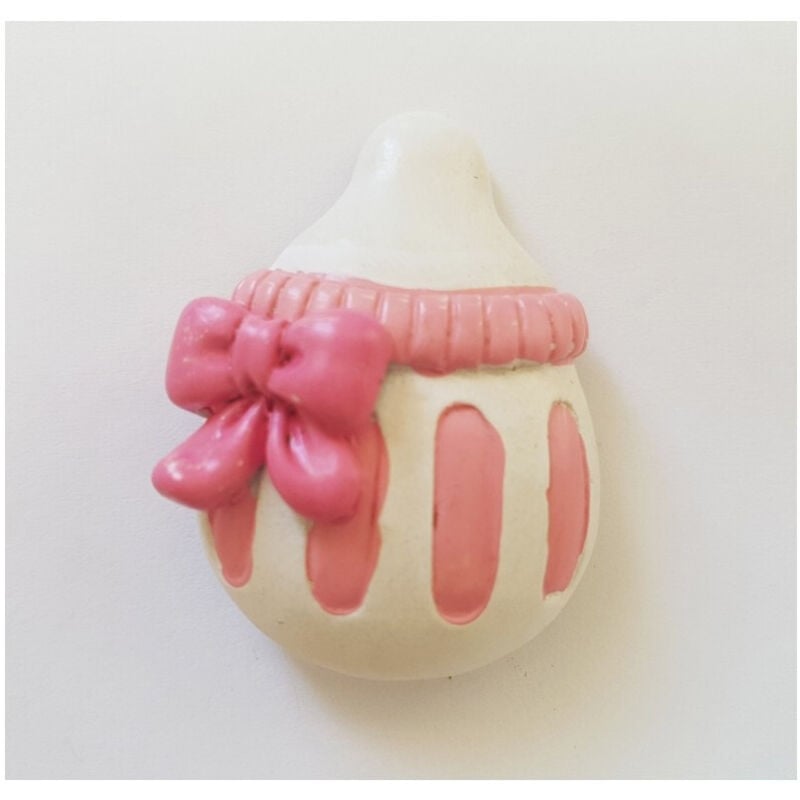 foto del prodotto trade shop traesio 12 pezzi bomboniera biberon rosa ciucciotto ceramica magnete battesimo nascita 