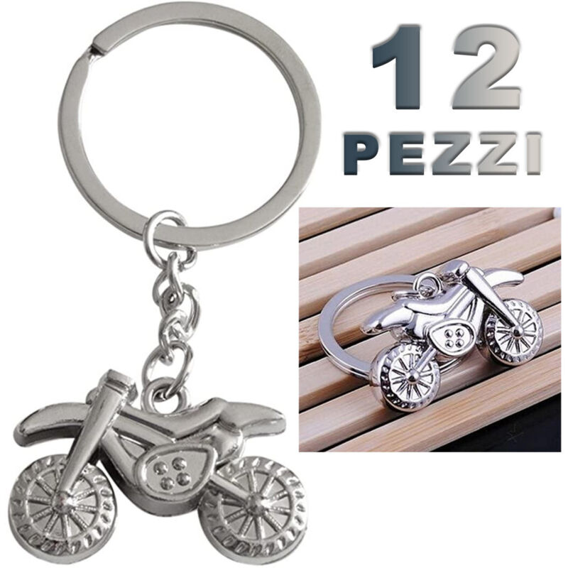 foto del prodotto trade shop traesio 12 portachiavi porta chiave bomboniere confetti a forma di motocicletta da cross 