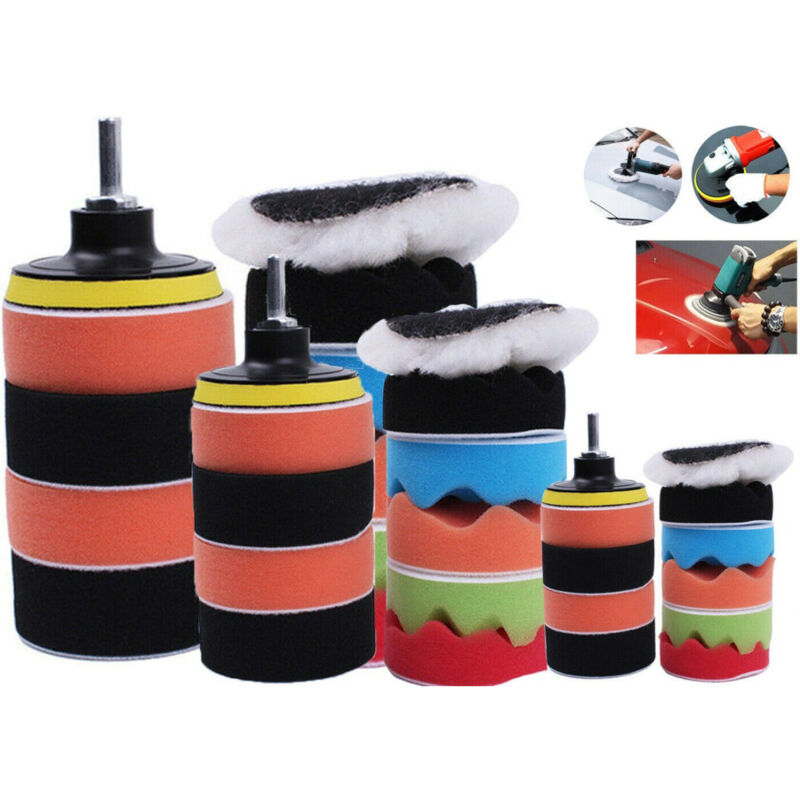 foto del prodotto trade shop traesio 12 pz kit di spugne lucidanti con adattatore per lucidatura auto 3 platorello 