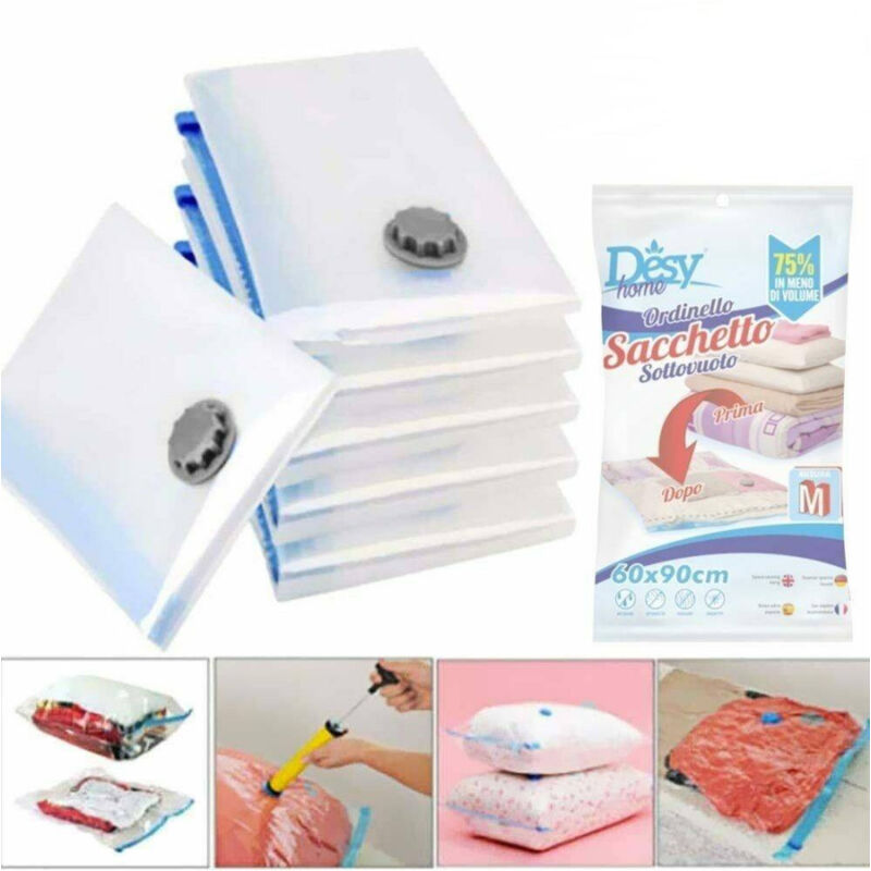 foto del prodotto trade shop traesio 12 sacchetti sottovuoto salvaspazio 90x60 buste sacco salva spazio abiti piumoni 