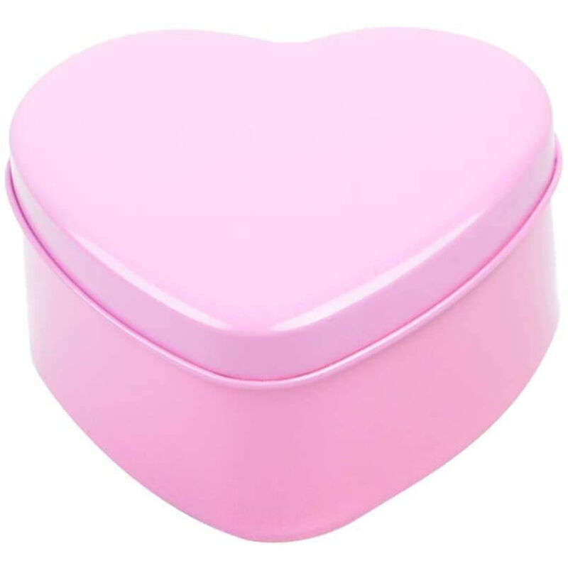 foto del prodotto trade shop traesio 12 scatoline in latta a forma di cuore bomboniera segnaposto portaconfetti rosa 