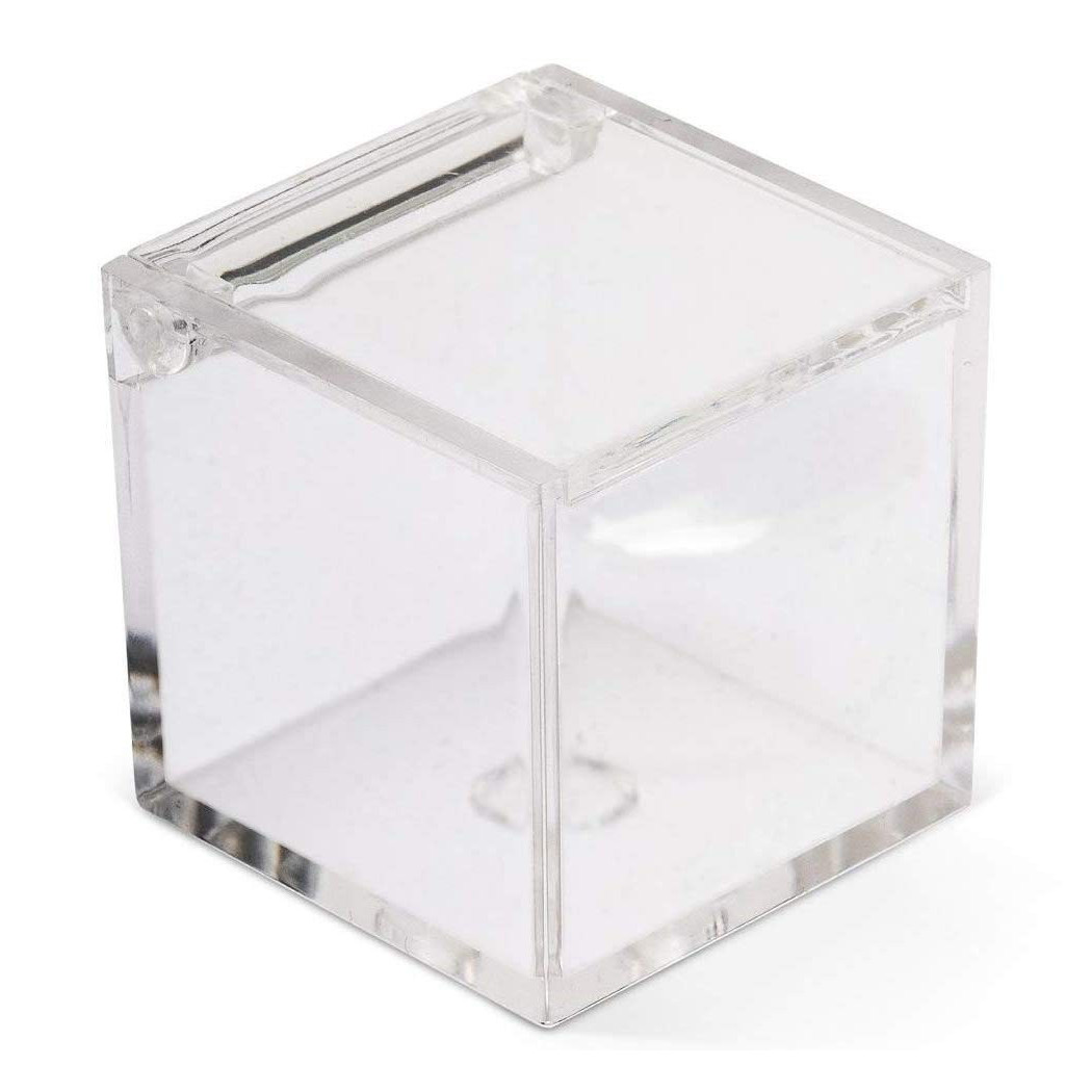 foto del prodotto trade shop traesio 12 scatoline scatole cubo plexiglass 5x5 trasparente porta confetti bomboniera 