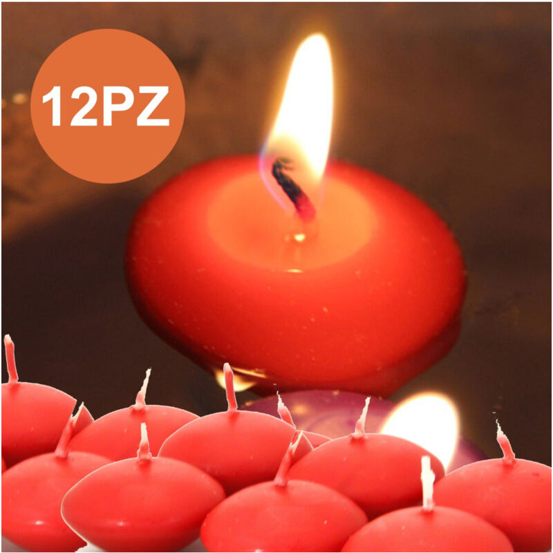 foto del prodotto trade shop traesio 12 x candeline galleggianti rosse rosso matrimonio decorazione tealight candele 