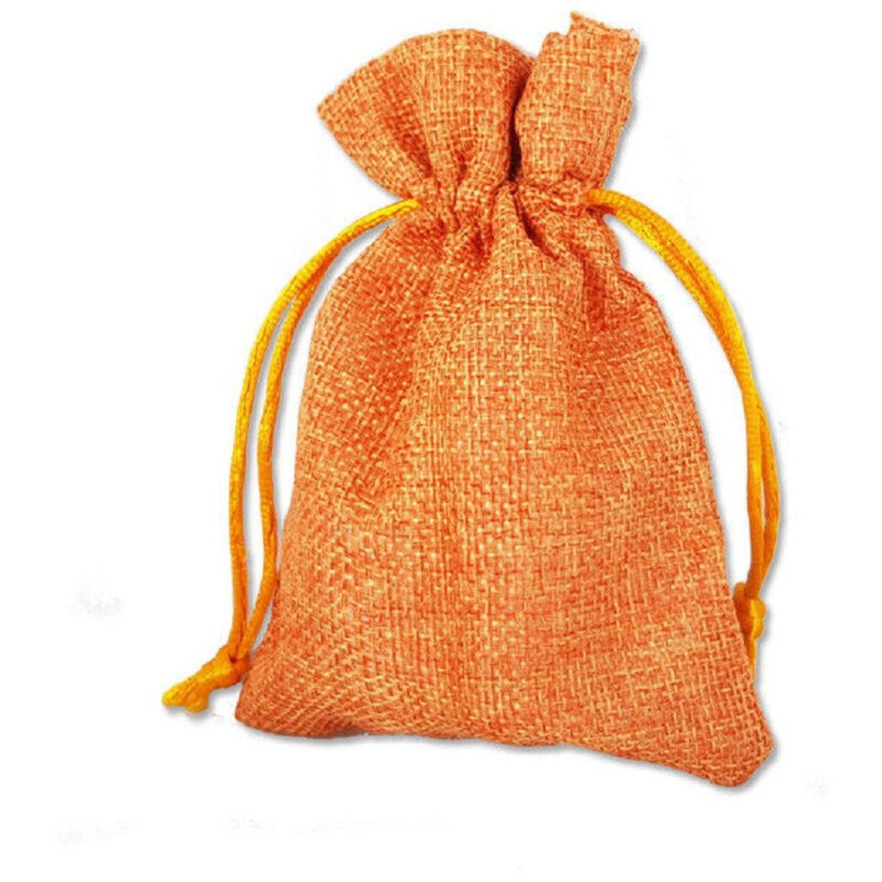 foto del prodotto trade shop traesio 12 x sacchetti stoffa porta confetti matrimonio nascita battesimo bomboniera arancione