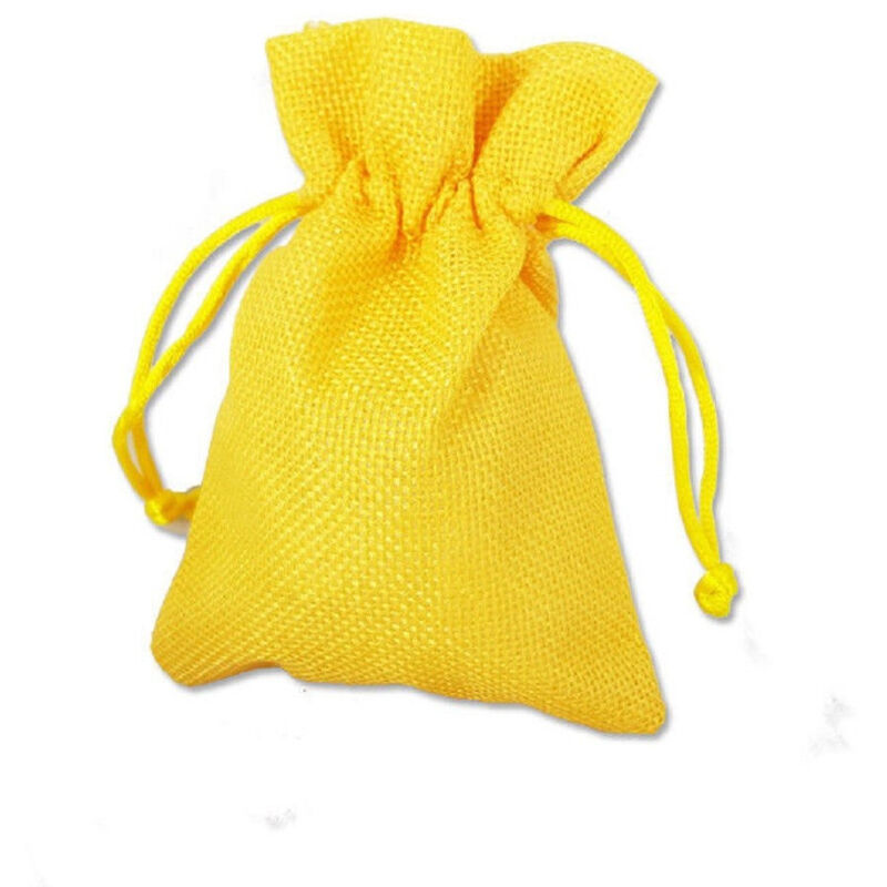 foto del prodotto trade shop traesio 12 x sacchetti stoffa porta confetti matrimonio nascita battesimo bomboniera giallo