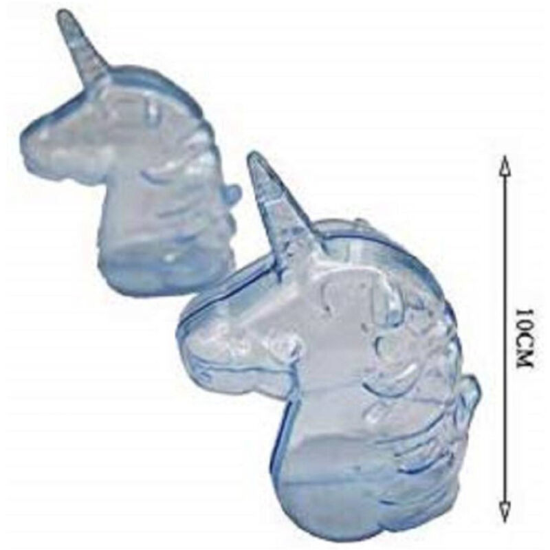 foto del prodotto trade shop traesio 12pz bomboniera bomboniere scatolina unicorno azzurro trasparente plastica portaconfetti 