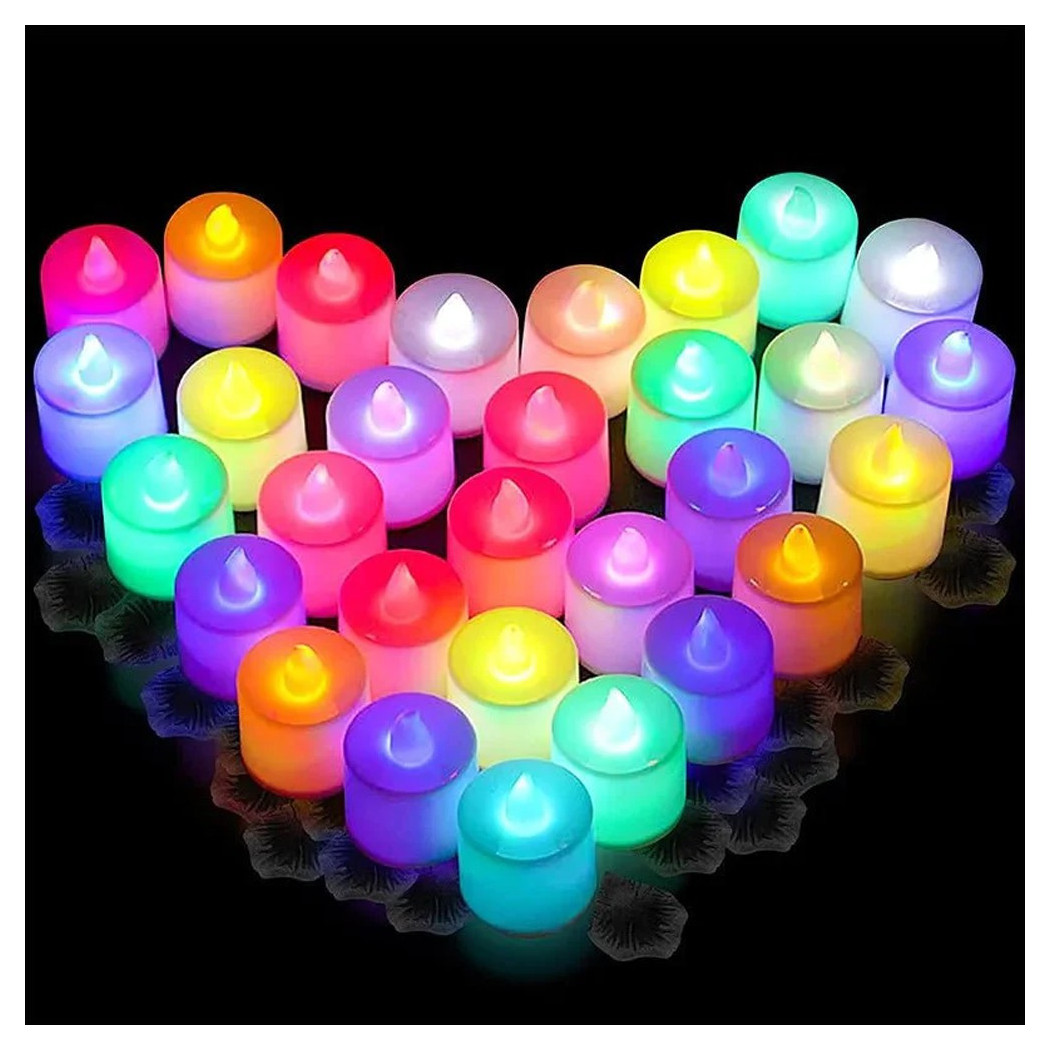 foto del prodotto trade shop traesio 12pz candela candele a led rgb lampada cambia luce multicolore batteria inclusa 