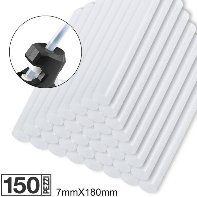foto del prodotto trade shop traesio 150 stick per pistola colla a caldo bastoncini diam. 7mm per 18cm termofusibile 